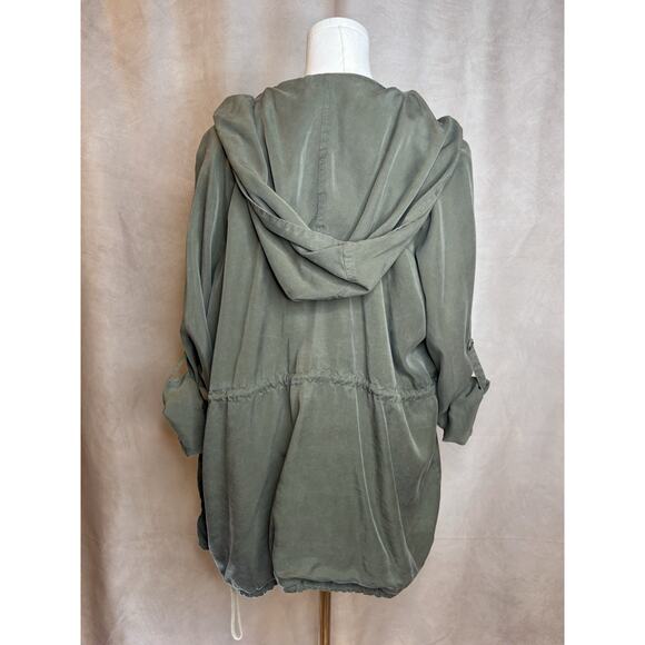 Pixley Lyocell Utility Jacket Olive Green Removable Hood Size L - Picture 2 of 9